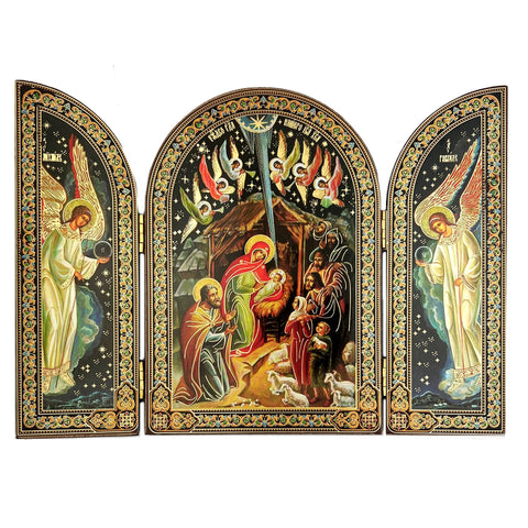 Nativity Triptych with Archangels over Bethlehem