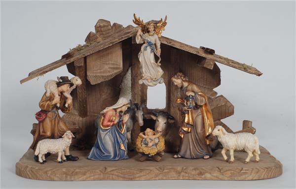 Vtg Nativity set 10 Piece with hot Stable