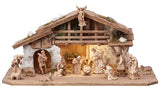 17 Piece Kostner Nativity Set - Alpine Stable with Lighting