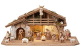 17 Piece Zirbel Nativity Set Alpine stable with lighting