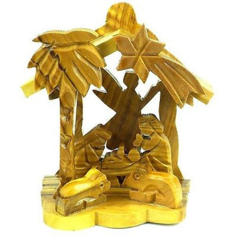 Olive Wood Small Angel in Back Nativity - Bethlehem
