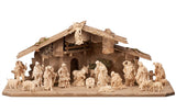21 Piece Zirbel Nativity Set With Stable Holy Night natural wood