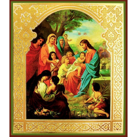 Jesus Blesses the Little Children Russian Icon
