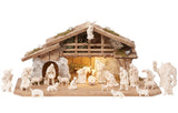 25 Piece Kostner Nativity Set - Alpine stable with lighting