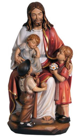 Jesus with the Children Woodcarving
