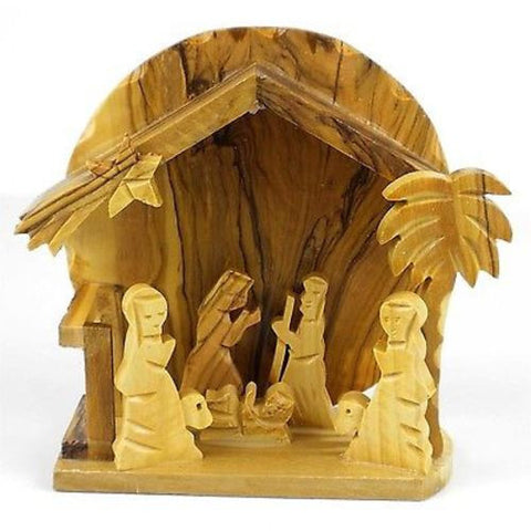 Olive Wood Medium Rising Sun Nativity - Bethlehem
