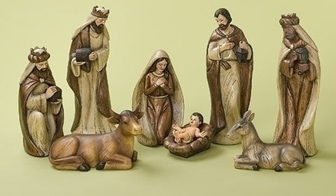 8 Piece Nativity Set - 12" Ivory / Gold Painted Theme