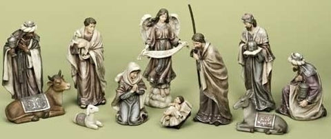 12" Nativity Figurines, 11 Pieces, by Roman #33234