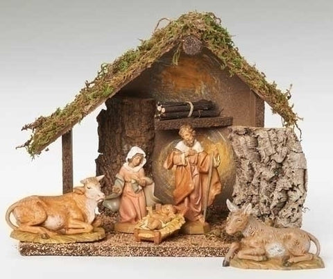 5" Nativity Set, 5 Pieces and Stable - by Fontanini