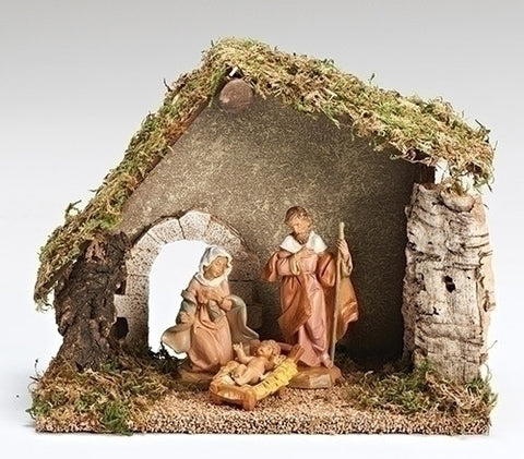 5" Manger Scene, 3 pieces with Stable -  by Fontanini