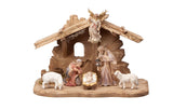 8 Piece Zirbel Nativity Set with Stable Tyrol for Holy Family