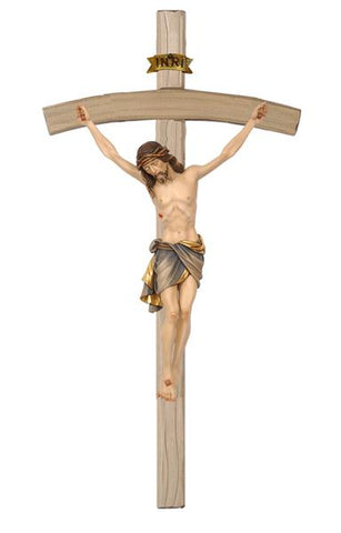 Bowed Crucifix - Hand Painted or Natural Wood