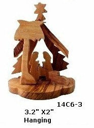Hanging Nativity Christmas Ornament - Made of Olive Wood in Bethlehem