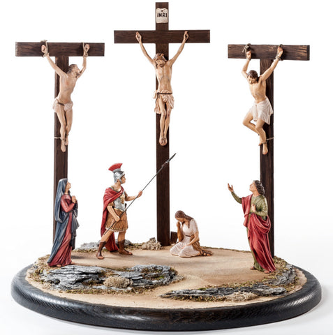 Crucifixion with Figures - Passion Woodcarving