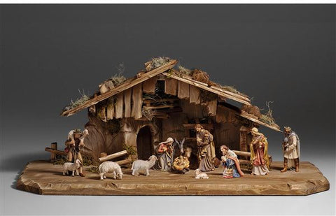 14 Piece Kostner Nativity Set by PEMA Woodcarvings - Hand Painted
