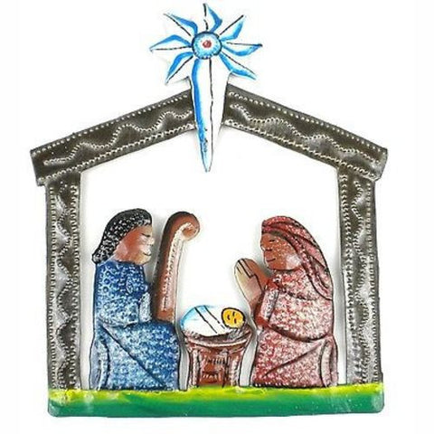 Mini Painted Recycled Steel Drum Nativity Scene - Croix des Bouquets (H)