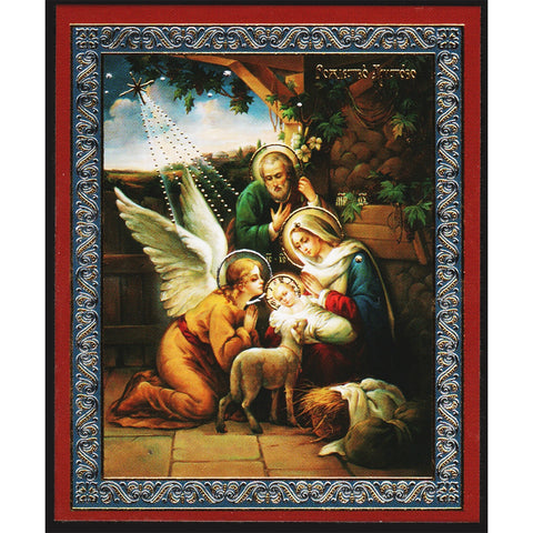 Nativity Icon - Jesus and Family Visited by an Angel
