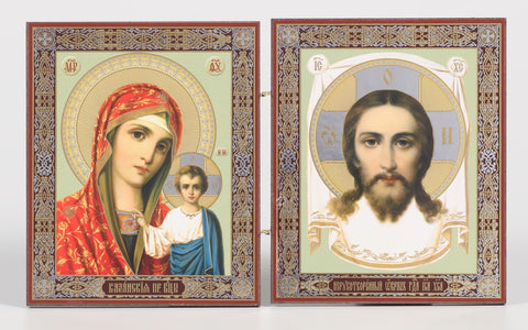 Christ & Mary with Jesus - Diptych Icon