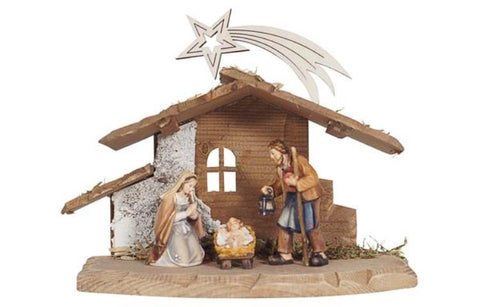 Heimatland 4 Piece Nativity Set - Stable Tyrol for Holy Family with Comet