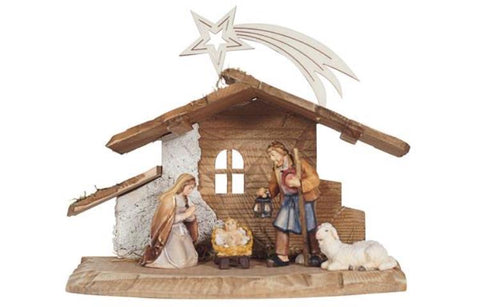 Heimatland 5 Piece Nativity Set - Stable Tyrol for Holy Family with Comet