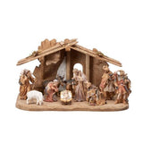 12 Piece Zirbel Nativity Set with Tyrol Stable