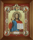 Christ Pantocrator Icon Framed with Images of the Virgin and Child