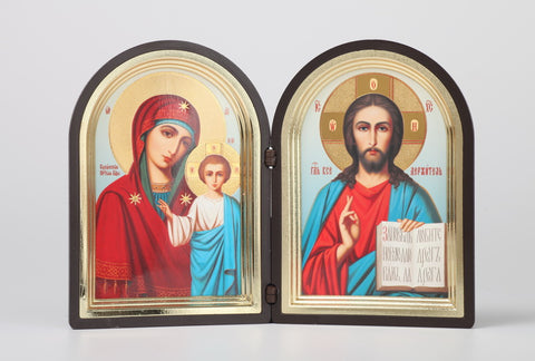 Christ Pantocrator and Madonna with Jesus - Diptych Icon in Case