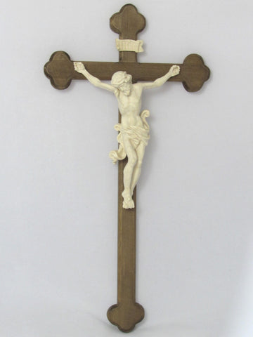 Leonardo Corpus on Baroque Cross - All Wood Carved