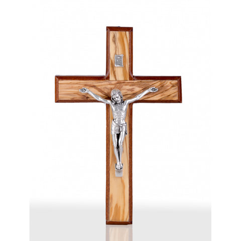 Olive Wood / Mahogany Crucifix with Metal Corpus
